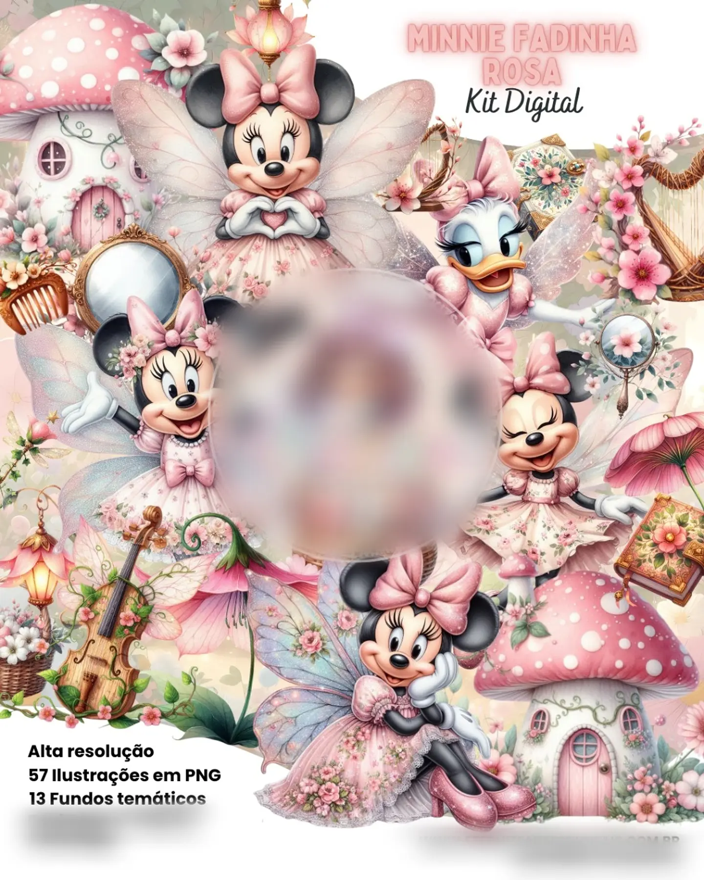 Minnie Fadinha Rosa- Kit Digital     1