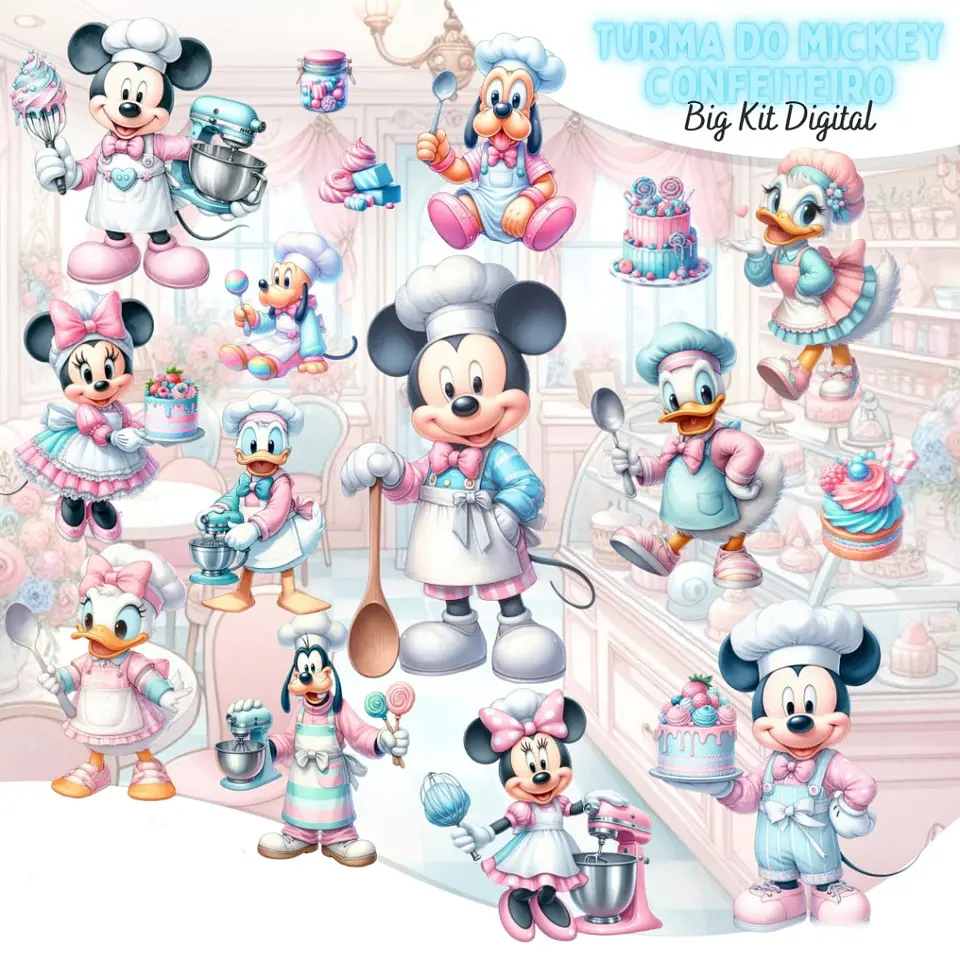 Turma do Mickey Confeiteiro- Kit Digital  1