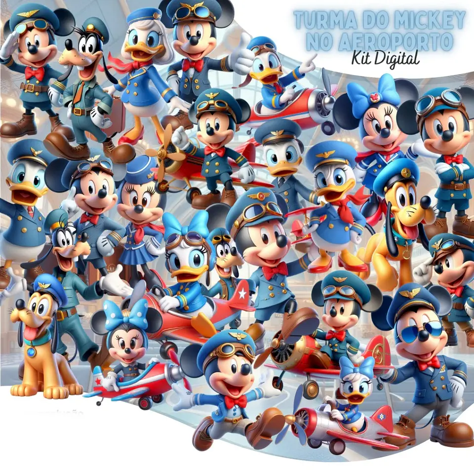 Turma do Mickey no Aeroporto- Kit Digital   1