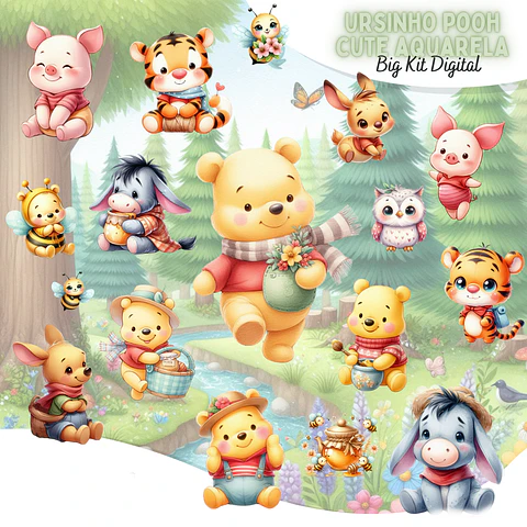 Ursinho Pooh Cute- Kit Digital  