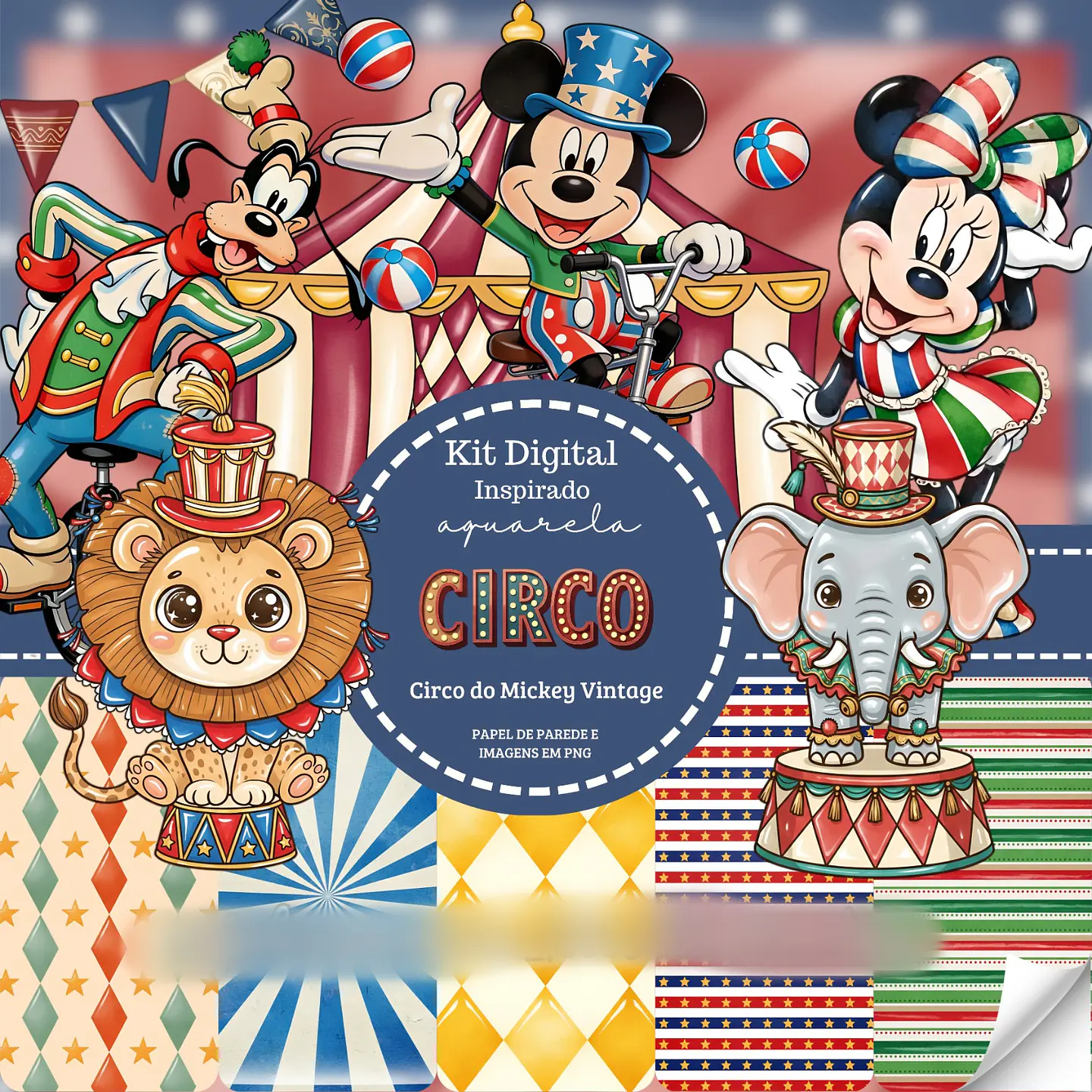 Inspirado Circo Do Mickey Vintage- Kit Digital    1