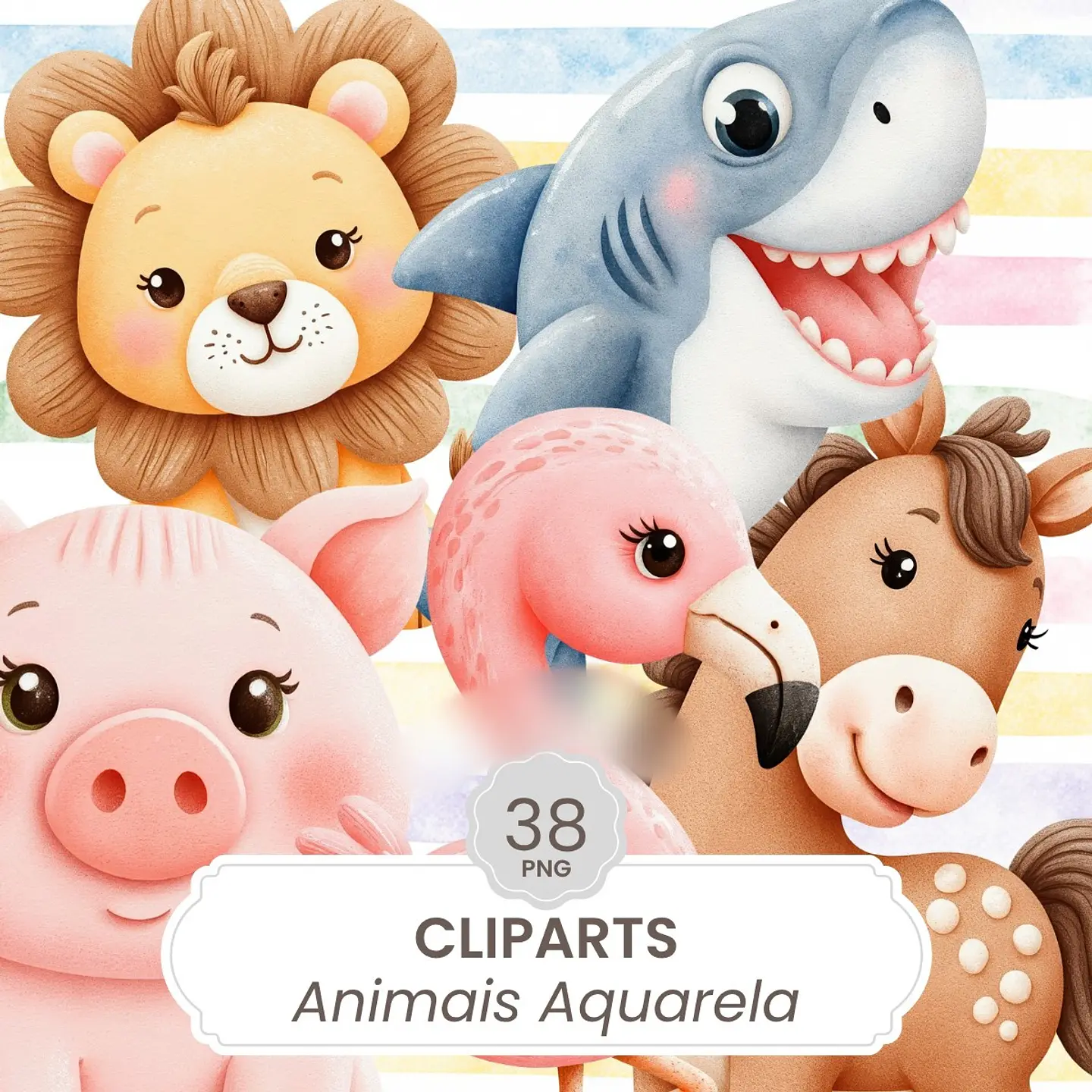 Animais Aquarela - Kit Digital   1