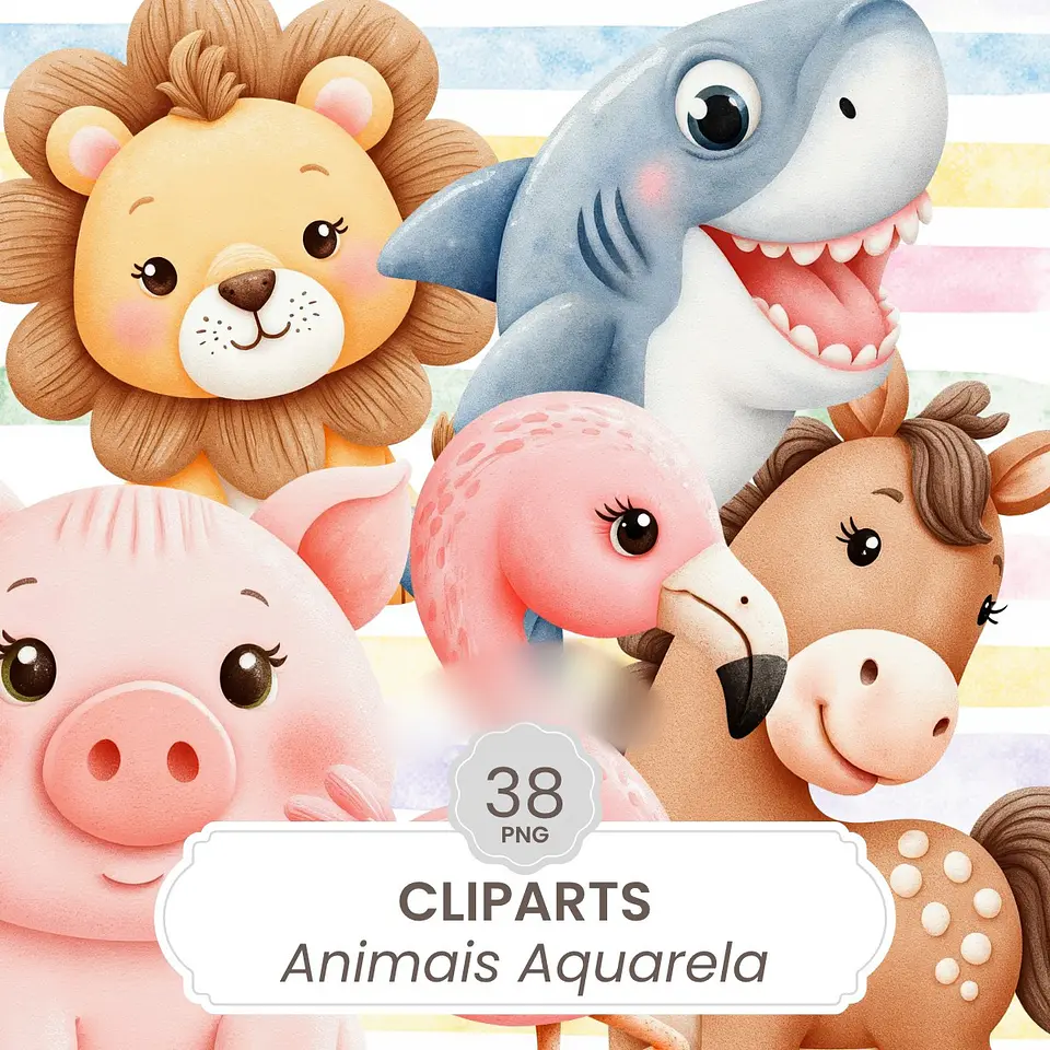 Animais Aquarela - Kit Digital   1