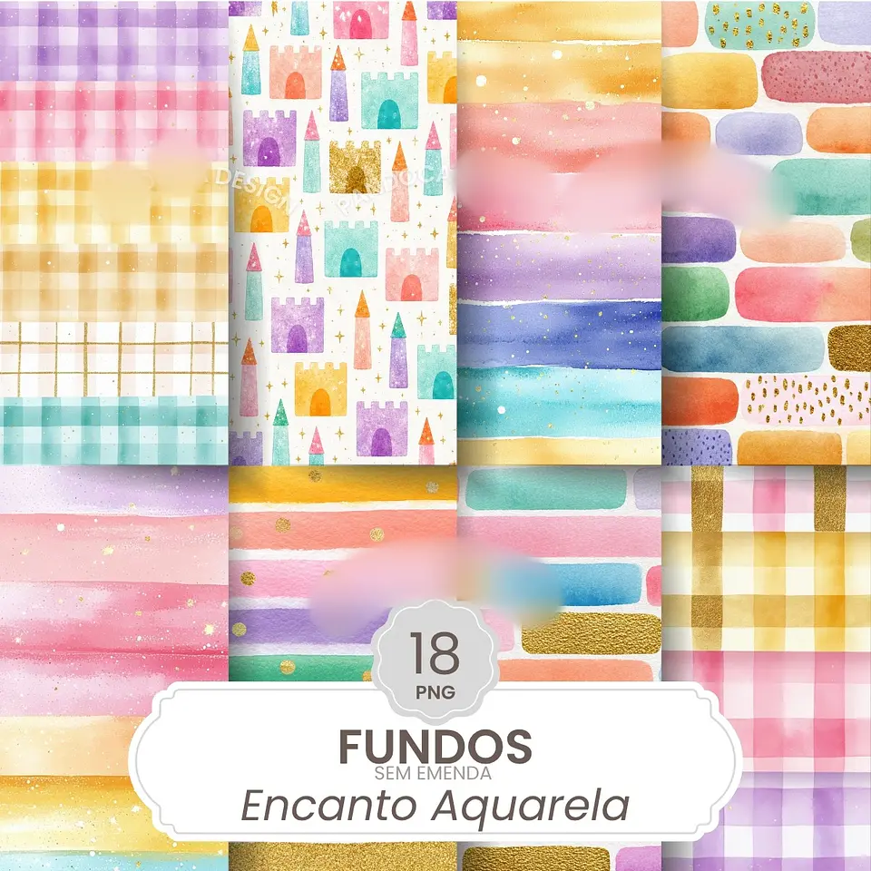 Fundos Aquarela Encanto  - Kit Digital  1