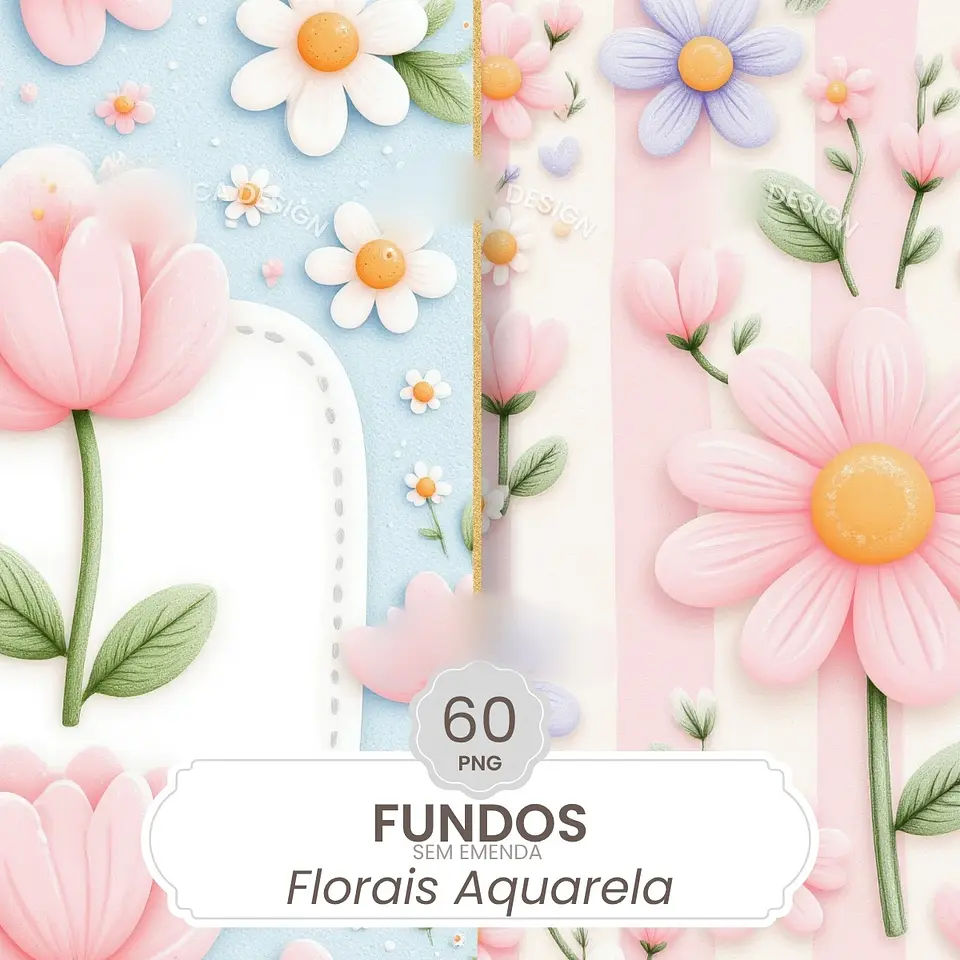 Fundos FLORAIS Aquarela   - Kit Digital   1