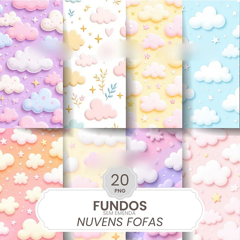 Fundos NUVENS fofas- Kit Digital 