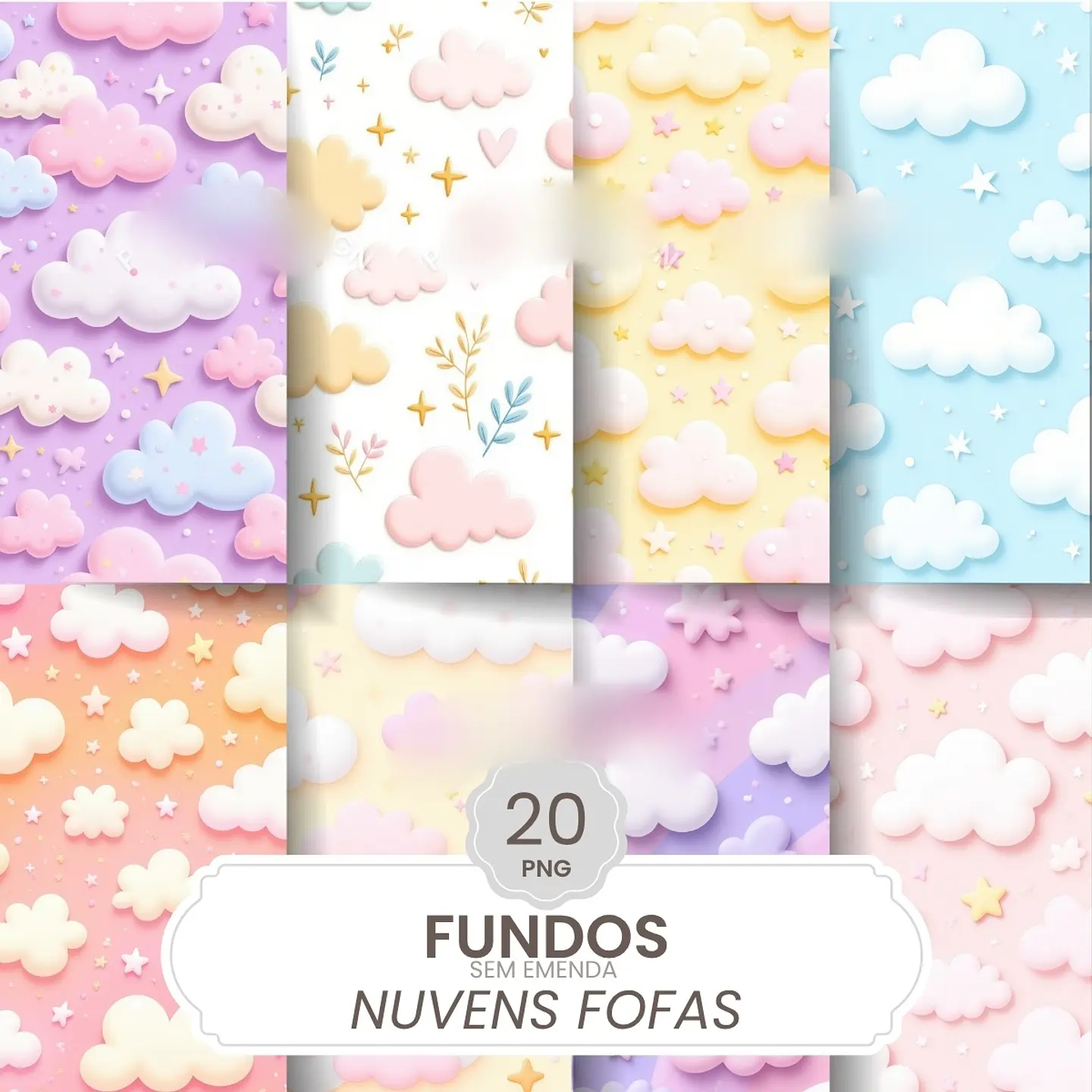 Fundos NUVENS fofas- Kit Digital  1