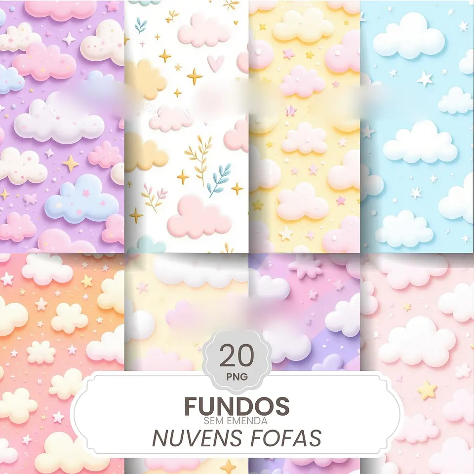 Fundos NUVENS fofas- Kit Digital  1