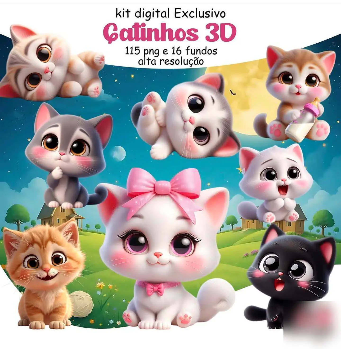 Gatinhos 3D- Kit Digital   1