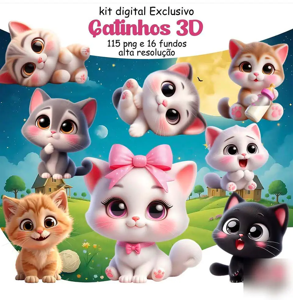 Gatinhos 3D- Kit Digital   1