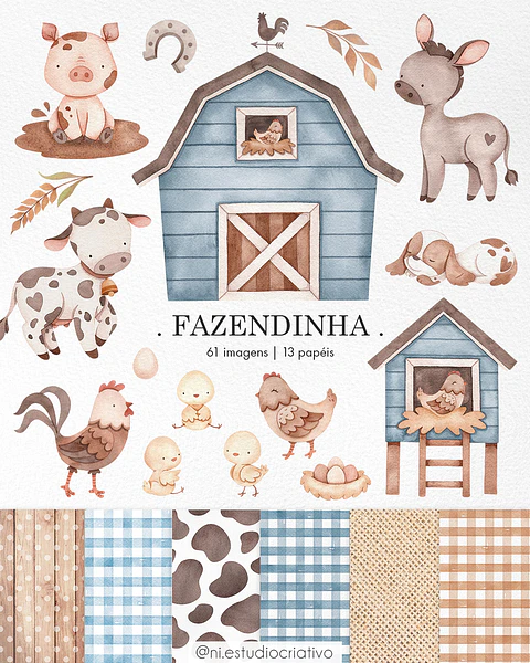 Fazendinha Azul- Kit Digital  