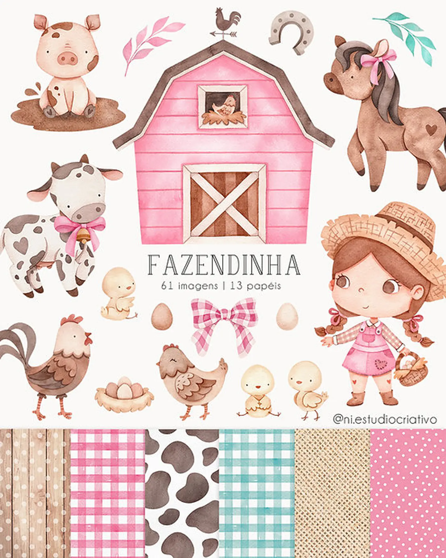 Fazendinha Rosa- Kit Digital  1