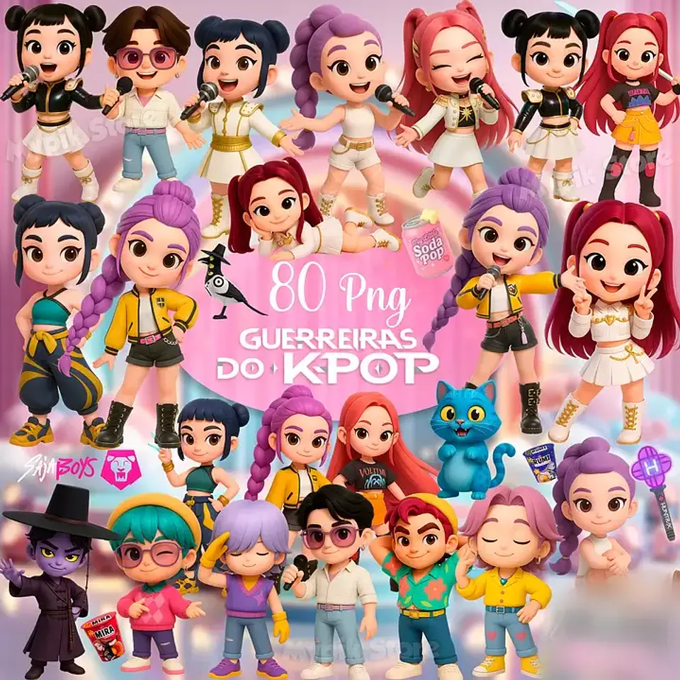 Guerreiras do K-POP Cute Imagens PNG e Fundos- Kit Digital   1
