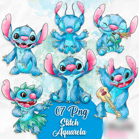 Stitch Aquarela- Kit Digital   
