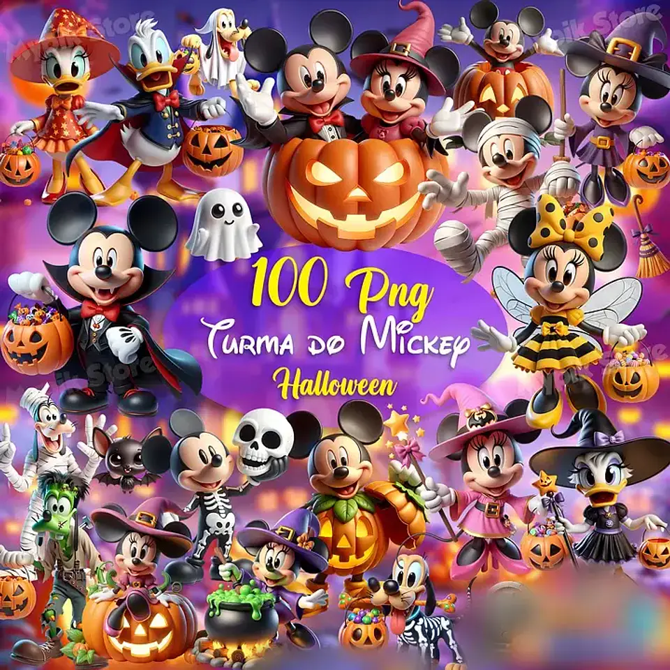 Turma do Mickey Halloween e Fundos Exclusivos Vol.1- Kit Digital   1