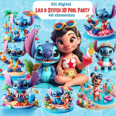 Lilo e Stitch Pool Party 3D- Kit Digital      