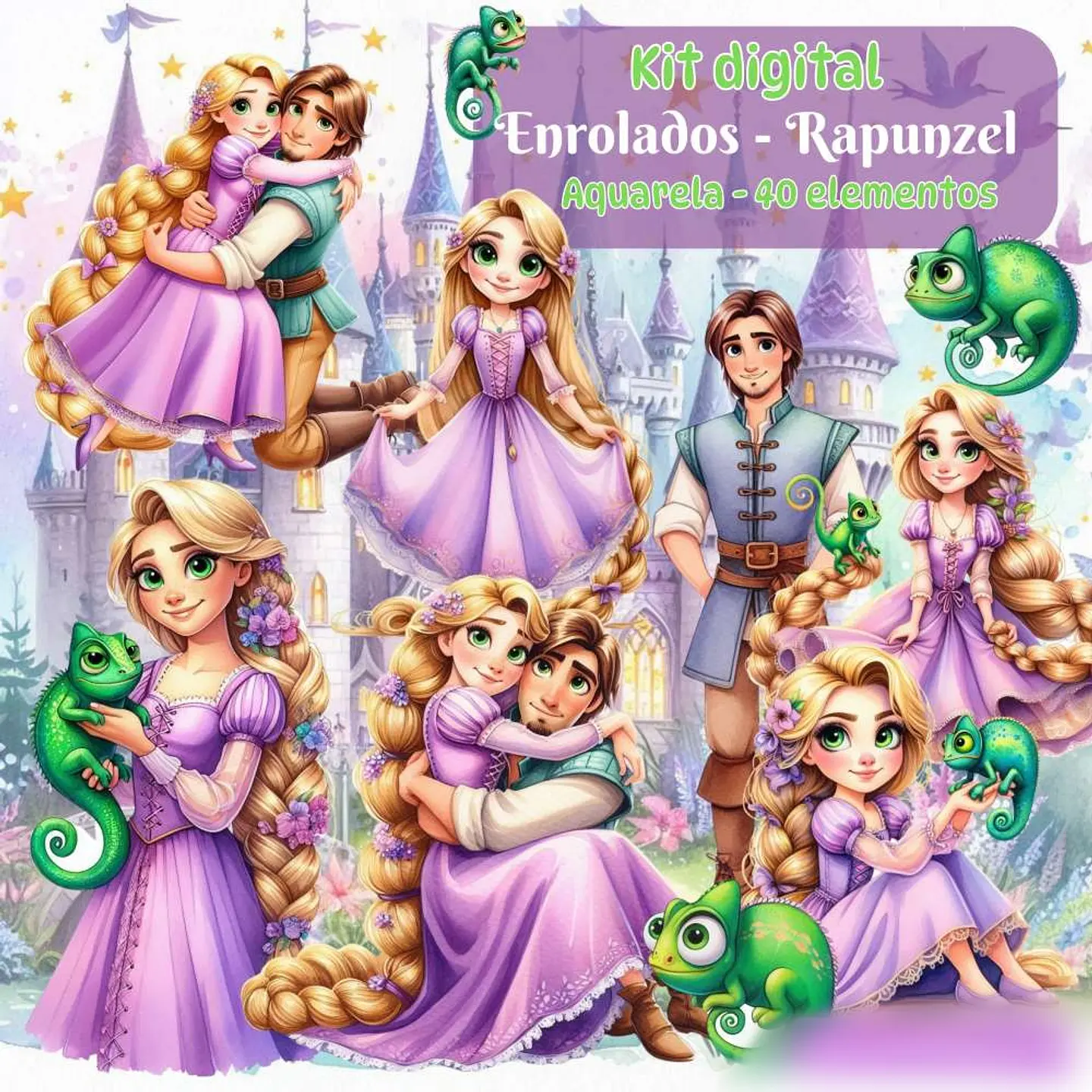 Enrolados - Rapunzel Aquarela- Kit Digital     1