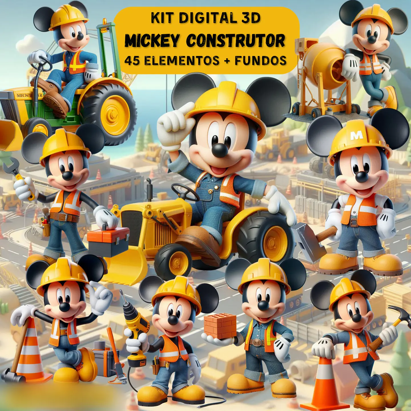  Mickey Construtor 3D- Kit Digital   1