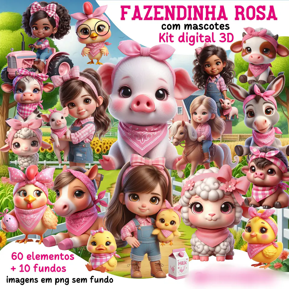  Fazendinha Rosa 3D- Kit Digital     1