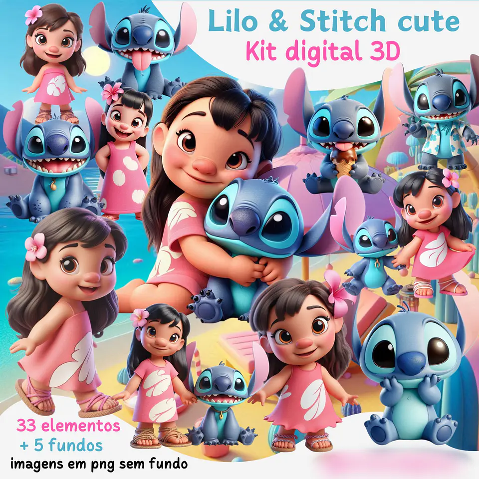 Lilo & Stitch cute 3D- Kit Digital     1