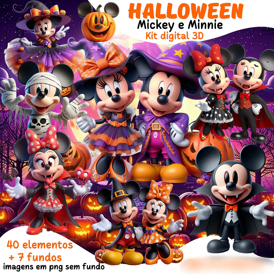 Halloween Mickey e Minnie 3D- Kit Digital    1