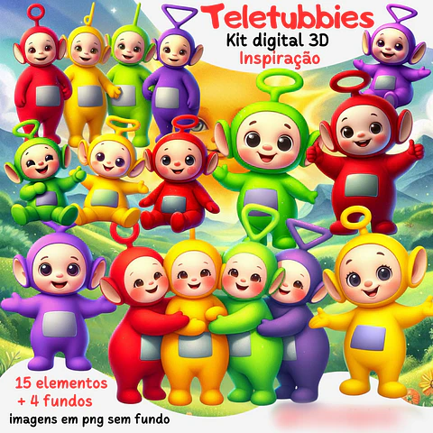 Teletubbies aquarela- Kit Digital 