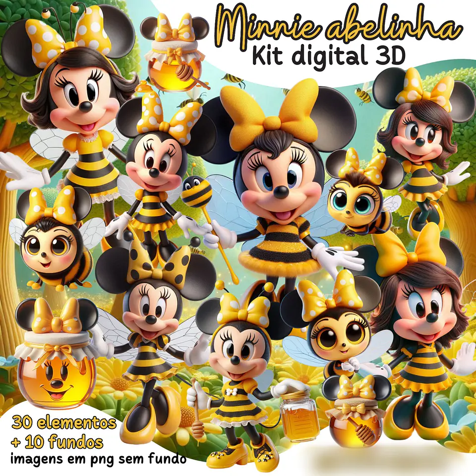 Minnie Abelinha 3D- Kit Digital   1