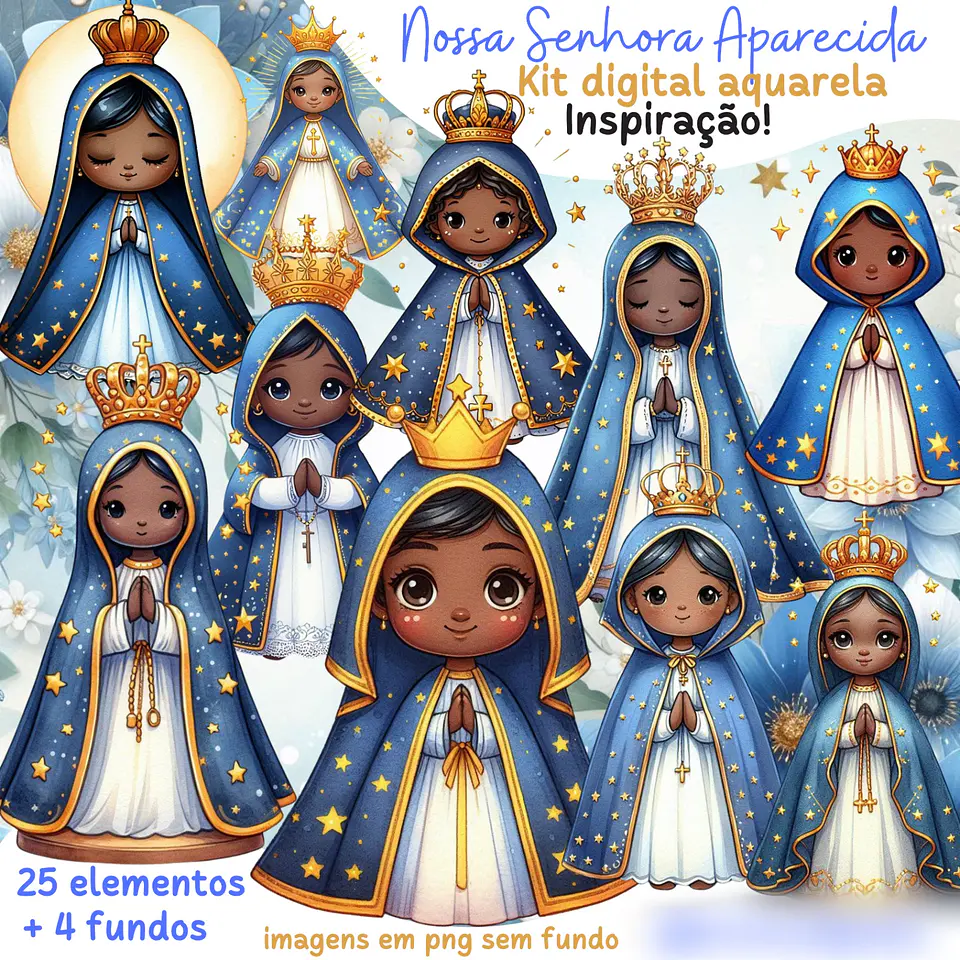  Nossa Senhora Aparecida aquarela- Kit Digital   1