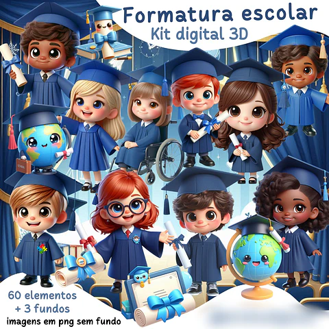 Formatura escolar 3D- Kit Digital  