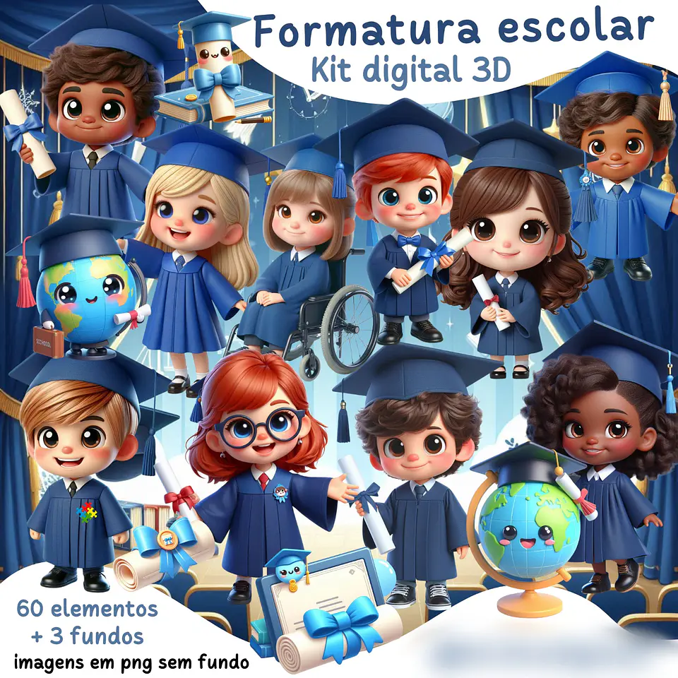 Formatura escolar 3D- Kit Digital   1