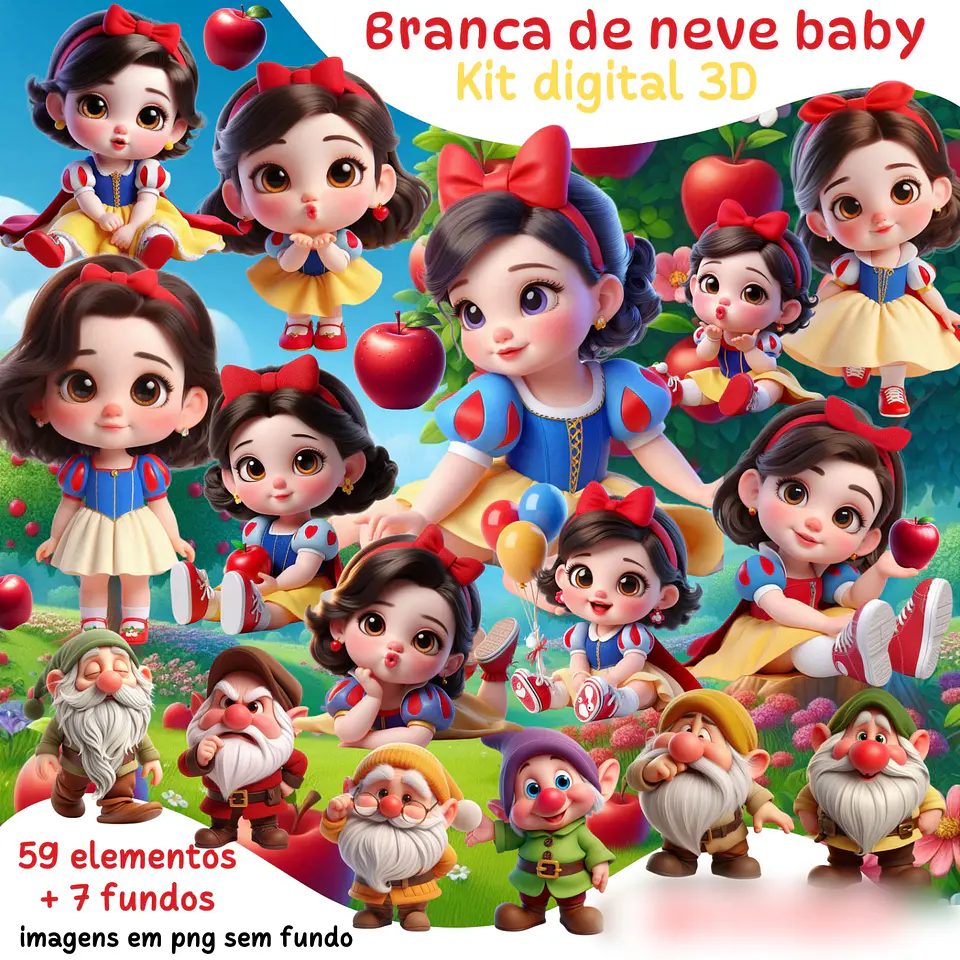 Branca de neve baby 3D- Kit Digital    1