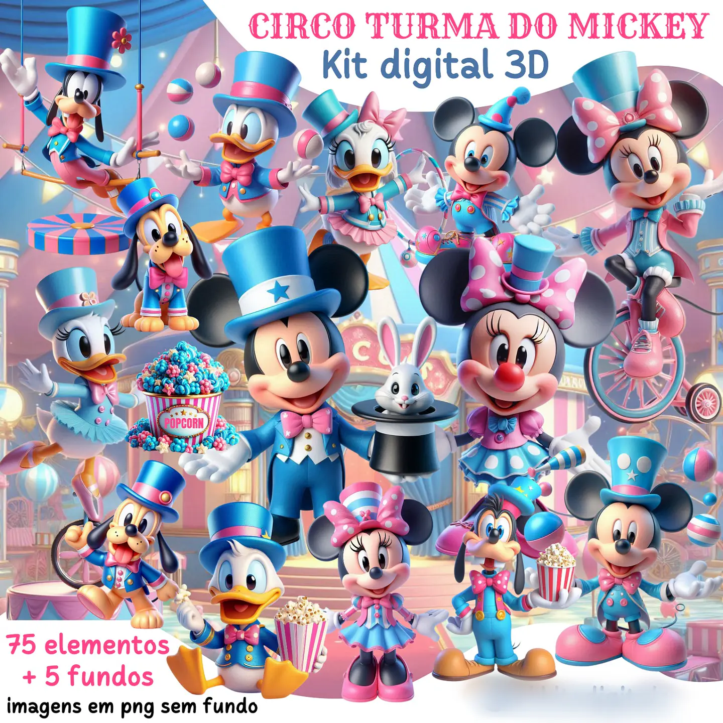 Circo turma do Mickey 3D- Kit Digital     1