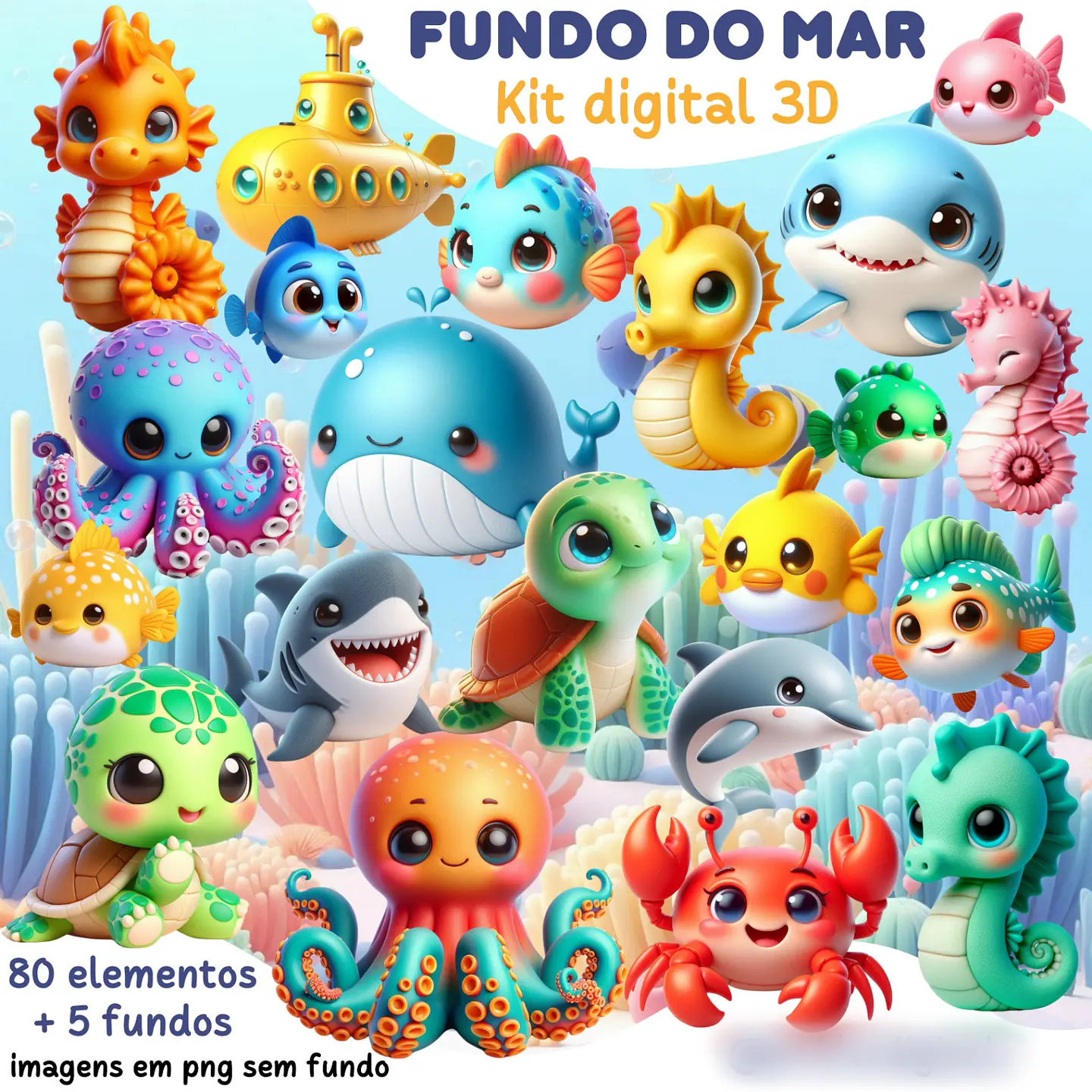  Fundo do mar 3D- Kit Digital     1