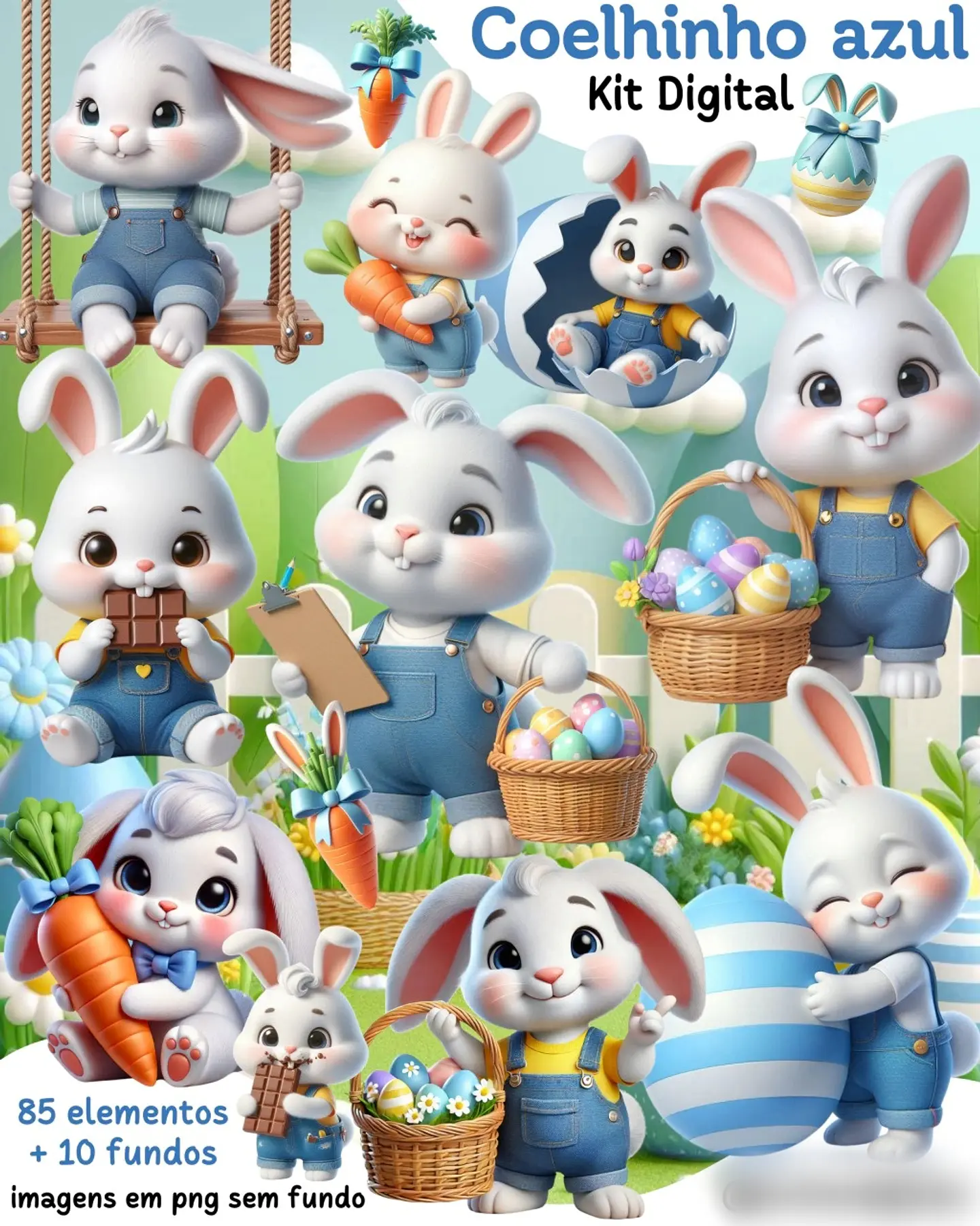  Coelhinho azul- Kit Digital  1