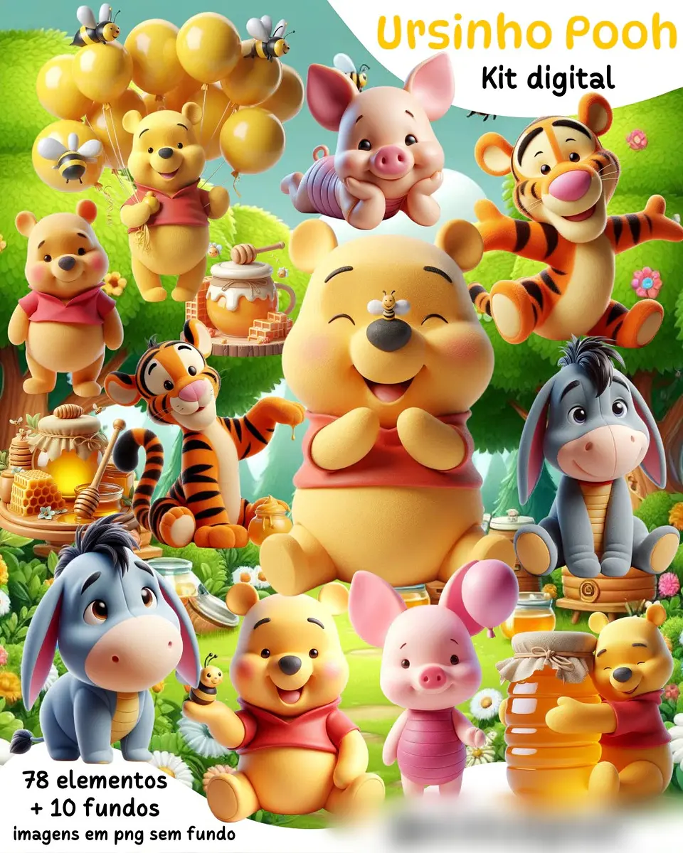 Ursinho Pooh 3D- Kit Digital   1