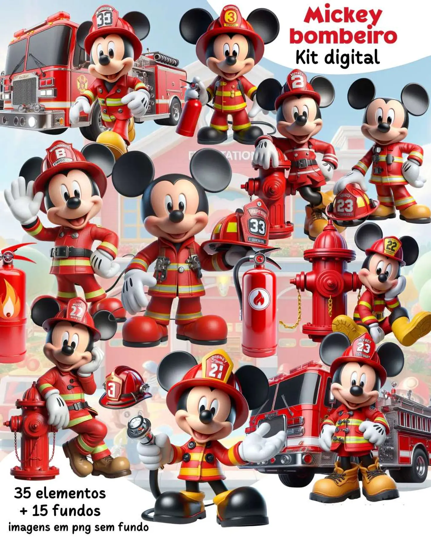 Mickey Bombeiro- Kit Digital    1