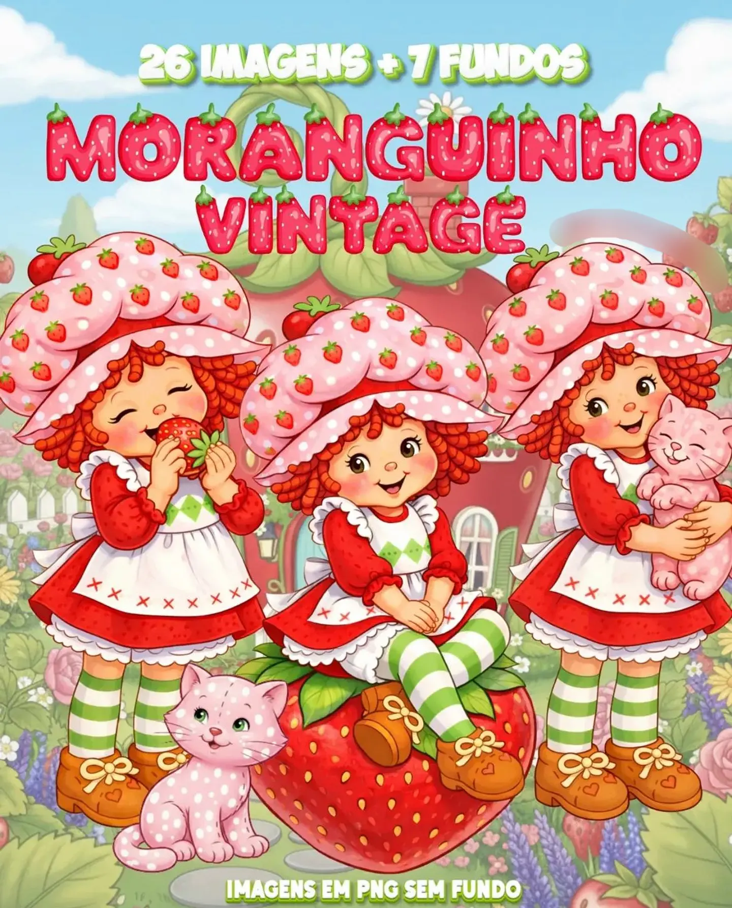 Moranguinho Vintage- Kit Digital  1