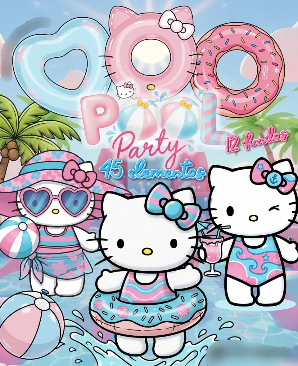 Pool Party Hello Kitty- Kit Digital   1