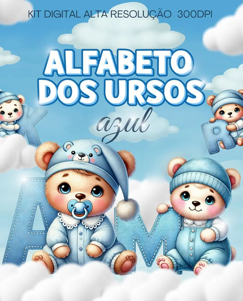 ALFABETO DOS URSOS AZUL- Kit Digital  1