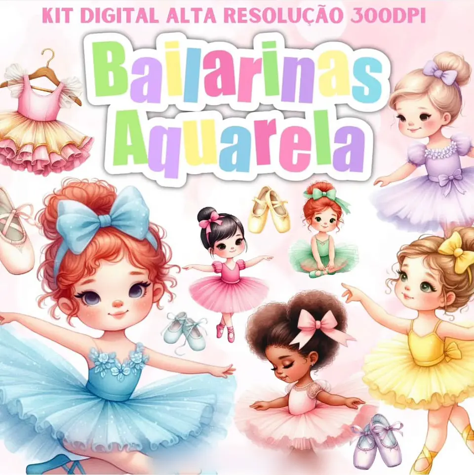 BAILARINAS AQUARELA- Kit Digital  1