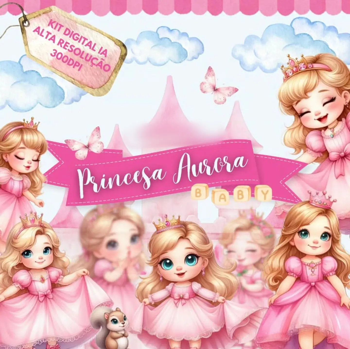 PRINCESA AURORA BABY AQUARELA- Kit Digital   1