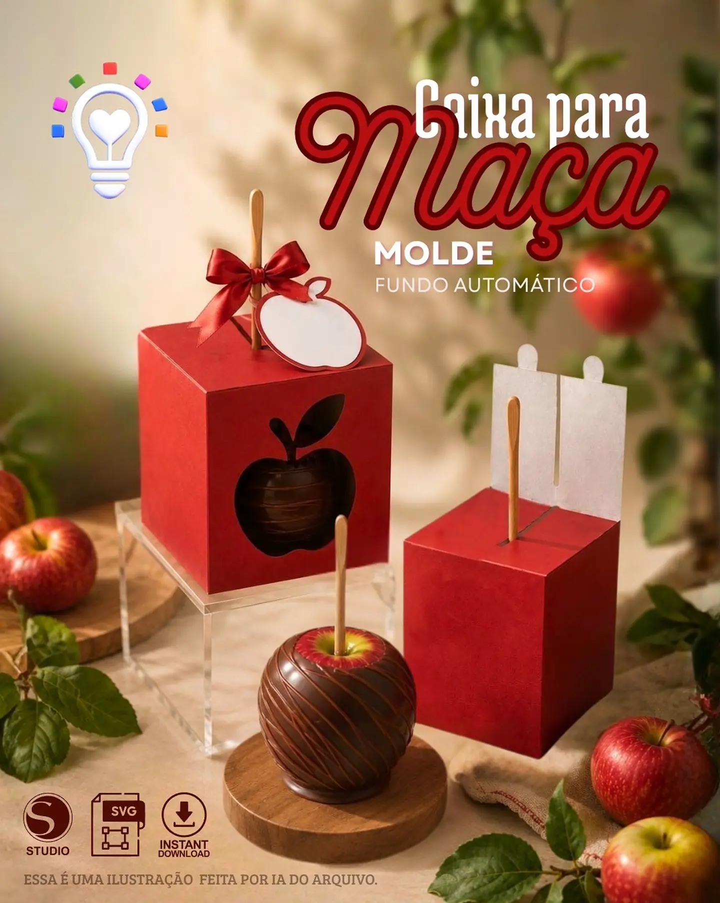 Caixa para maça do amor - Arquivo de Corte 1