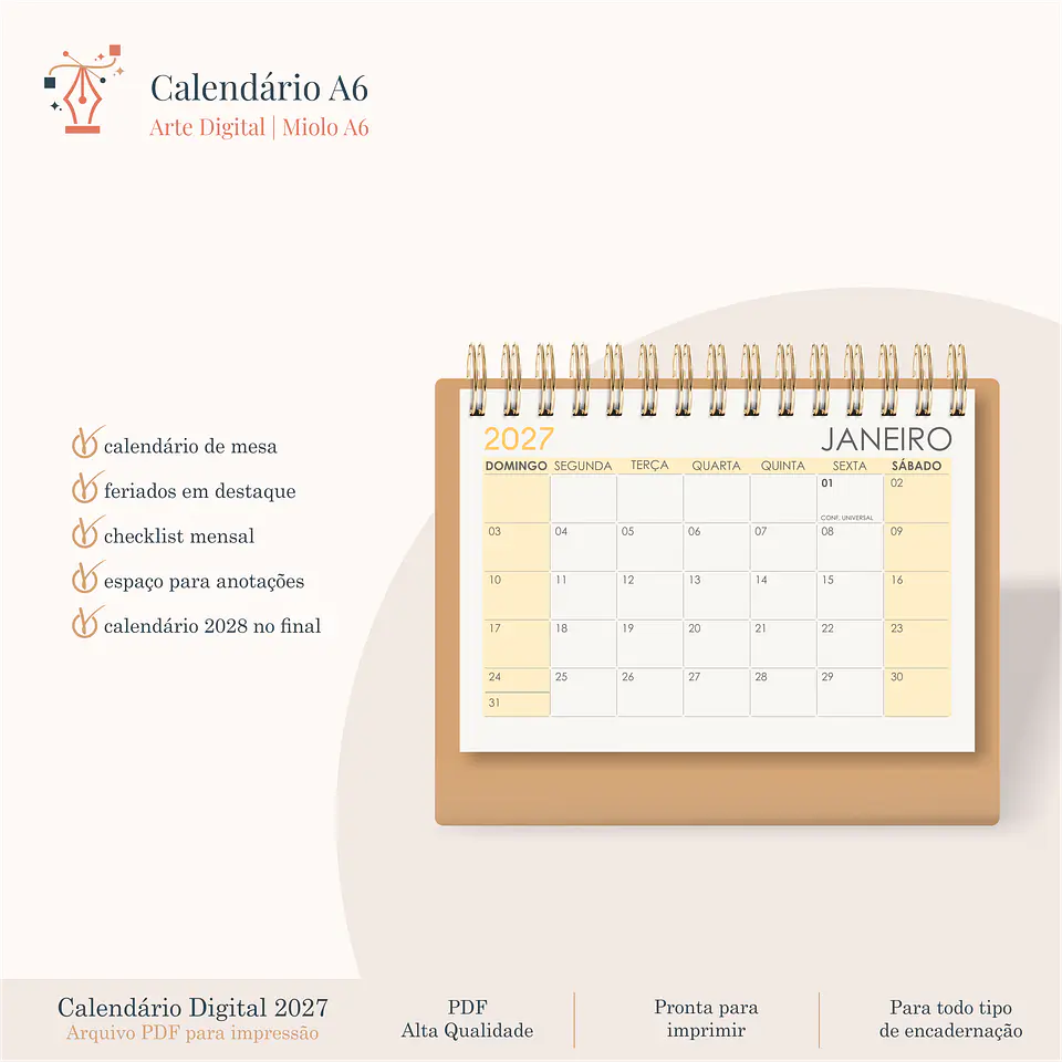 Calendário A6 - Horizontal 2027 4