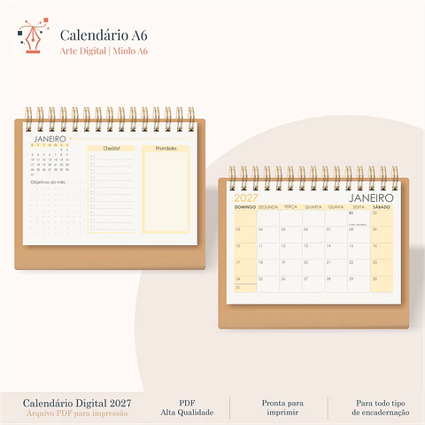 Calendário A6 - Horizontal 2027