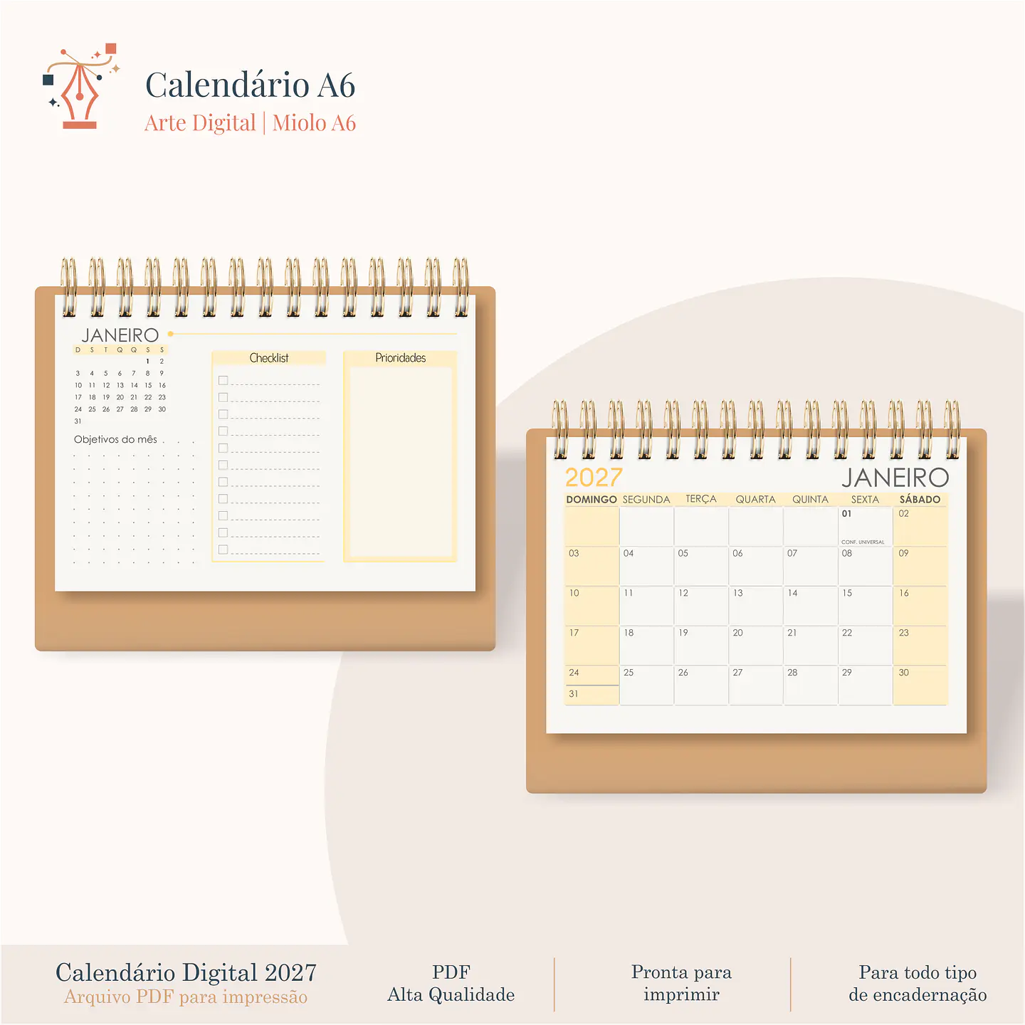 Calendário A6 - Horizontal 2027 1
