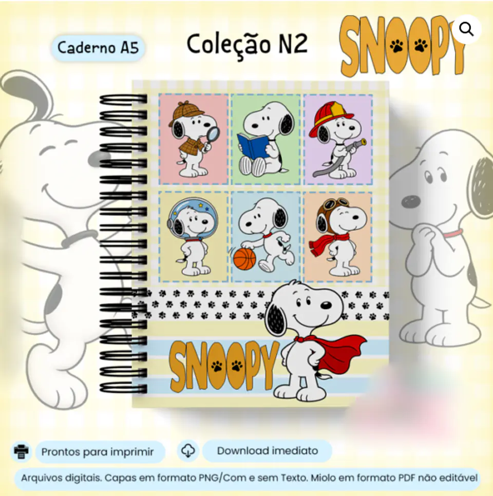 Caderno A5 Snoopy - Encadernação 1