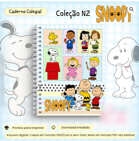 Caderno Colegial Snoopy - Encadernação