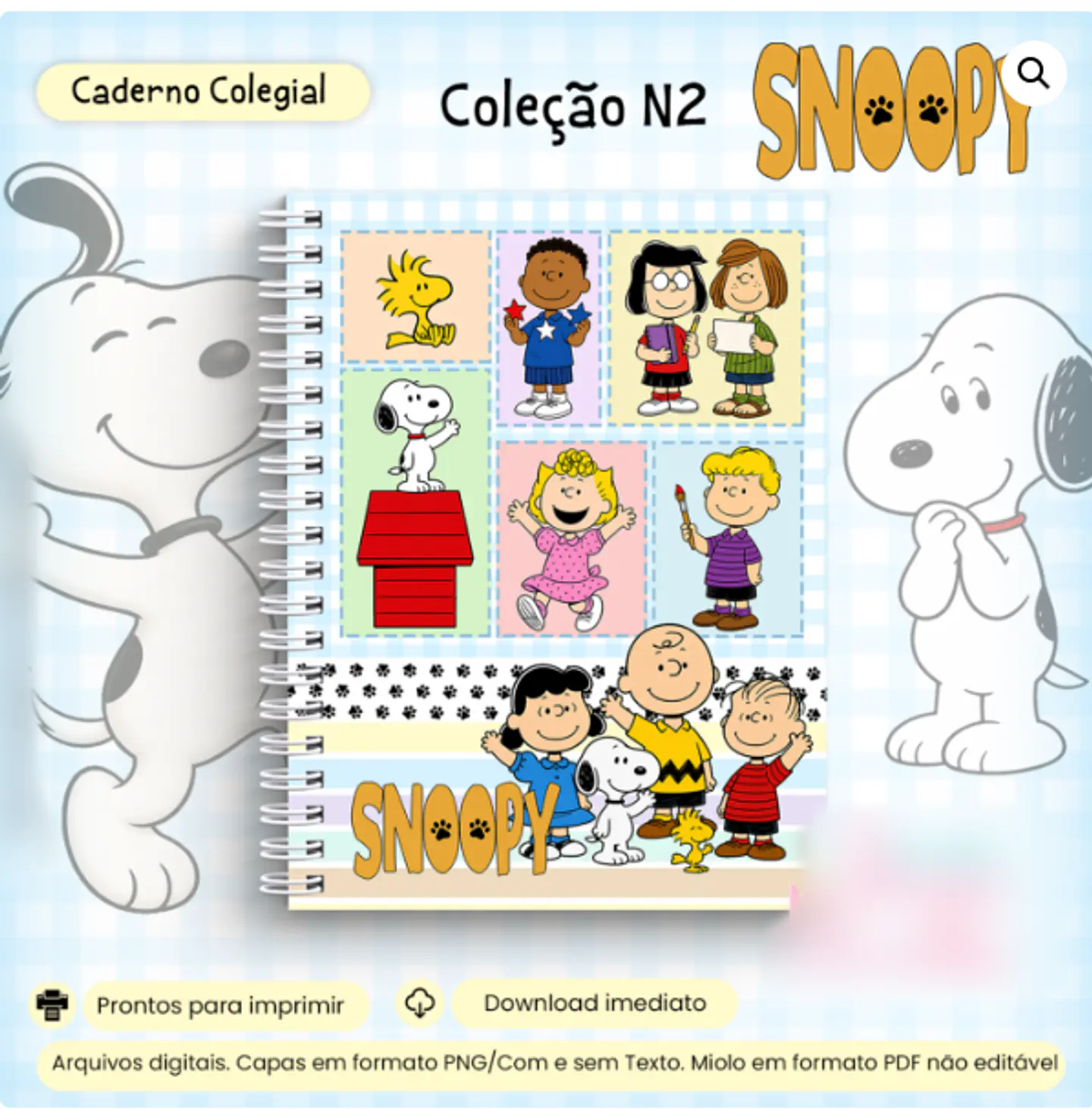 Caderno Colegial Snoopy - Encadernação 1