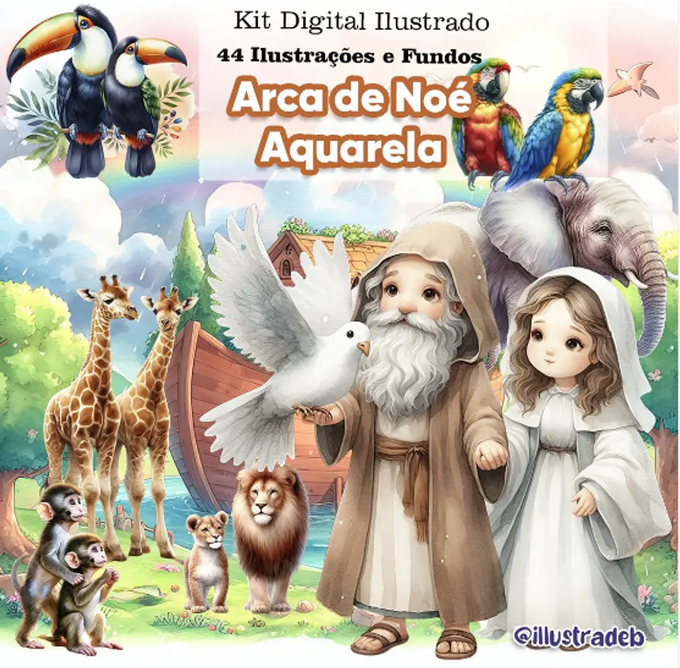 Arca de Noé Aquarela- Kit Digital  1