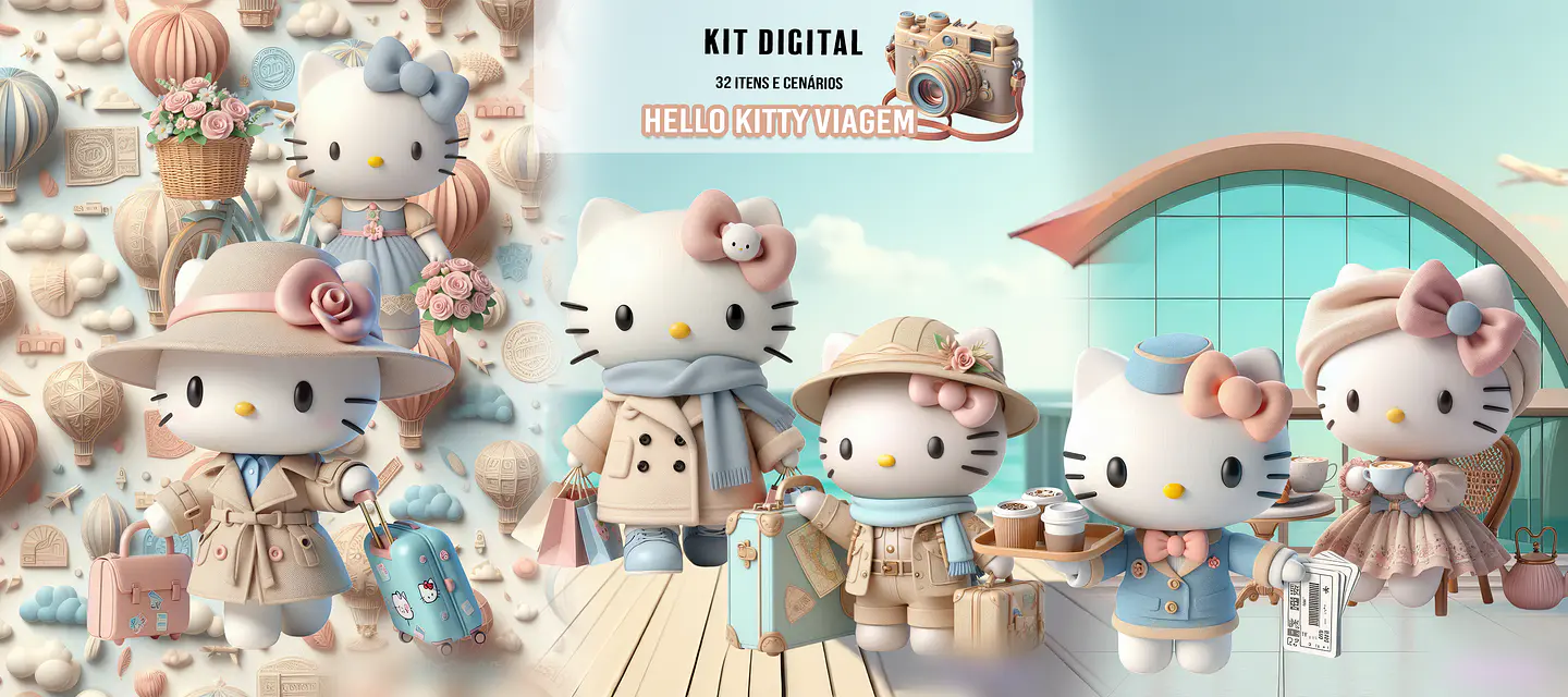 Hello Kitty Viagem- Kit Digital   1